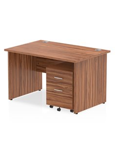 Dynamic Impulse 1200 x 800mm Straight Office Desk Walnut Top Panel End 2 Drawer Mobile Pedestal MI000918