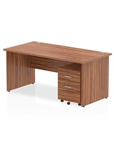 Dynamic Impulse 1600 x 800mm Straight Office Desk Walnut Top Panel End 2 Drawer Mobile Pedestal MI000920