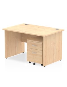 Dynamic Impulse 1200 x 800mm Straight Office Desk Maple Top Panel End 2 Drawer Mobile Pedestal MI000922