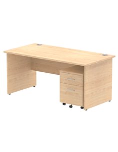 Dynamic Impulse 1600 x 800mm Straight Office Desk Maple Top Panel End 2 Drawer Mobile Pedestal MI000924