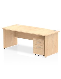 Dynamic Impulse 1800 x 800mm Straight Office Desk Maple Top Panel End 2 Drawer Mobile Pedestal MI000925