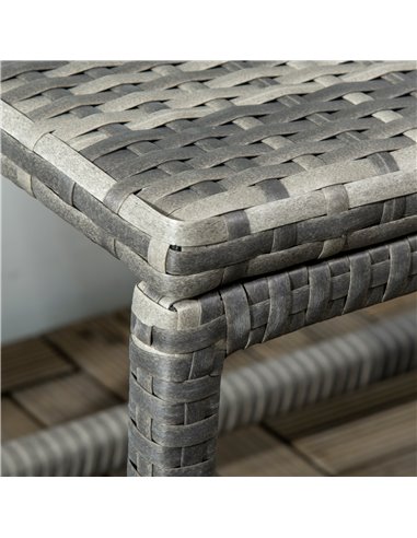 Outsunny Outdoor Coffee Table, Garden PE Rattan Side Table with Plastic Board Under the Full Woven Table Top and X-Shape Support