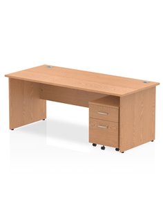Dynamic Impulse 1800 x 800mm Straight Office Desk Oak Top Panel End 2 Drawer Mobile Pedestal MI000929