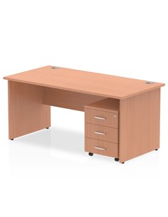 Dynamic Impulse 1600 x 800mm Straight Office Desk Beech Top Panel End 3 Drawer Mobile Pedestal MI000932