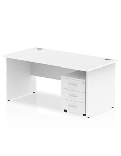 Dynamic Impulse 1600 x 800mm Straight Office Desk White Top Panel End 3 Drawer Mobile Pedestal MI000936