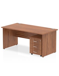 Dynamic Impulse 1200 x 800mm Straight Office Desk Walnut Top Panel End 3 Drawer Mobile Pedestal MI000938