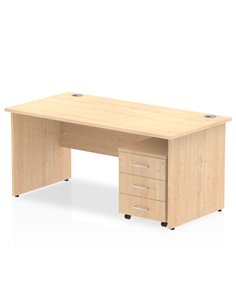 Dynamic Impulse 1800 x 800mm Straight Office Desk Maple Top Panel End 3 Drawer Mobile Pedestal MI000945
