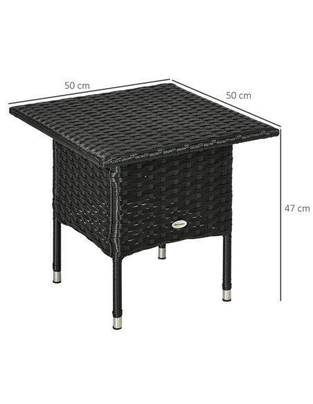 Outsunny Rattan Side Table, Outdoor Coffee Table, with Plastic Board Under the Full Woven Table Top for Patio, Garden, Balcony,  - pic 7400 | FastDaddyshop