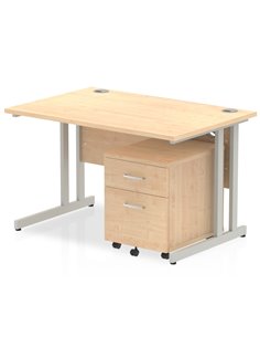 Dynamic Impulse 1200 x 800mm Straight Office Desk Maple Top Cantilever 2 Drawer Mobile Pedestal MI000962