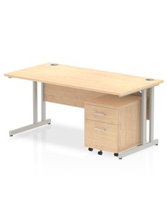 Dynamic Impulse 1600 x 800mm Straight Office Desk Maple Top Cantilever 2 Drawer Mobile Pedestal MI000964