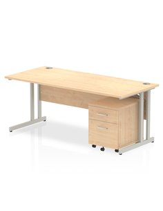 Dynamic Impulse 1800 x 800mm Straight Office Desk Maple Top Cantilever 2 Drawer Mobile Pedestal MI000965