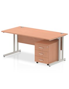 Dynamic Impulse 1800 x 800mm Straight Office Desk Beech Top Cantilever 3 Drawer Mobile Pedestal MI000973