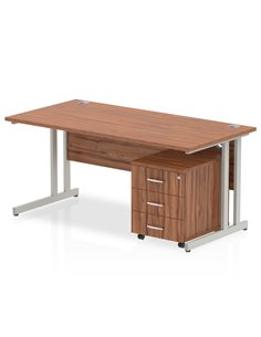 Dynamic Impulse 1800 x 800mm Straight Office Desk Walnut Top Cantilever 3 Drawer Mobile Pedestal MI000981