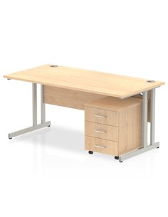 Dynamic Impulse 1600 x 800mm Straight Office Desk Maple Top Cantilever 3 Drawer Mobile Pedestal MI000984