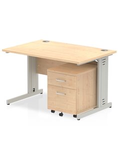 Dynamic Impulse 1200 x 800mm Straight Office Desk Maple Top Cable Managed 2 Drawer Mobile Pedestal MI001002