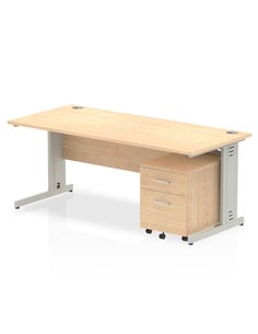 Dynamic Impulse 1800 x 800mm Straight Office Desk Maple Top Cable Managed 2 Drawer Mobile Pedestal MI001005