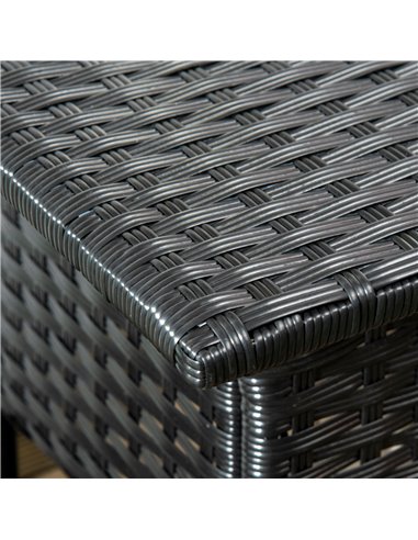 Outsunny Rattan Side Table, Outdoor Coffee Table, with Plastic Board Under the Full Woven Table Top for Patio, Garden, Balcony, 