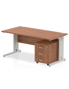 Dynamic Impulse 1200 x 800mm Straight Office Desk Walnut Top Cable Managed 3 Drawer Mobile Pedestal MI001018