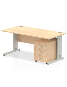 Dynamic Impulse 1200 x 800mm Straight Office Desk Maple Top Cable Managed 3 Drawer Mobile Pedestal MI001022