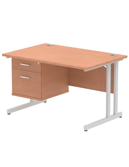 Dynamic Impulse 1200 x 800mm Straight Office Desk Beech Top Cantilever 1 x 2 Drawer Fixed Pedestal MI001688 - pic 74073 | FastDaddyshop