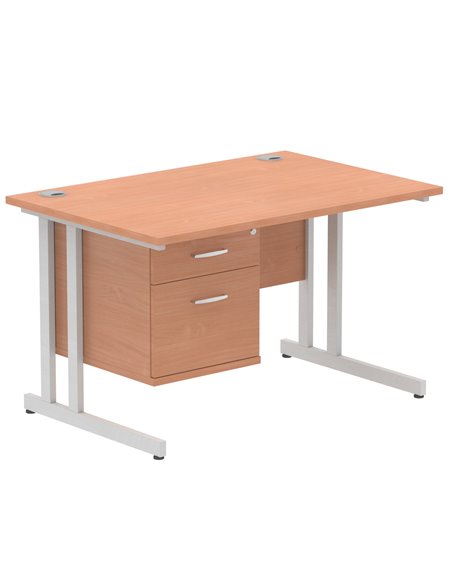 Dynamic Impulse 1200 x 800mm Straight Office Desk Beech Top Cantilever 1 x 2 Drawer Fixed Pedestal MI001688 - pic 74075 | FastDaddyshop