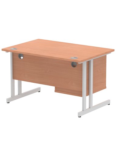 Dynamic Impulse 1200 x 800mm Straight Office Desk Beech Top Cantilever 1 x 2 Drawer Fixed Pedestal MI001688