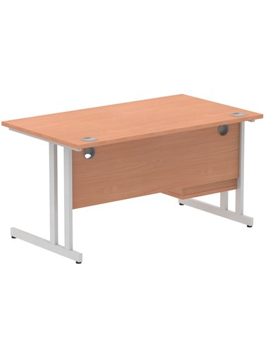 Dynamic Impulse 1400 x 800mm Straight Office Desk Beech Top Cantilever 1 x 2 Drawer Fixed Pedestal MI001689