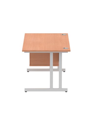 Dynamic Impulse 1400 x 800mm Straight Office Desk Beech Top Cantilever 1 x 2 Drawer Fixed Pedestal MI001689