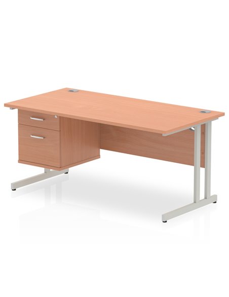 Dynamic Impulse 1600 x 800mm Straight Office Desk Beech Top Cantilever 1 x 2 Drawer Fixed Pedestal MI001690 - pic 74089 | FastDaddyshop
