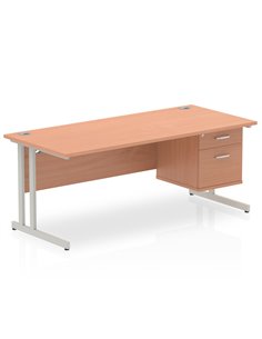 Dynamic Impulse 1800 x 800mm Straight Office Desk Beech Top Cantilever 1 x 2 Drawer Fixed Pedestal MI001691 2
