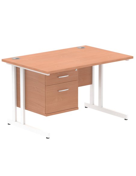 Dynamic Impulse 1200 x 800mm Straight Office Desk Beech Top Cantilever 1 x 2 Drawer Fixed Pedestal MI001692 - pic 74095 | FastDaddyshop