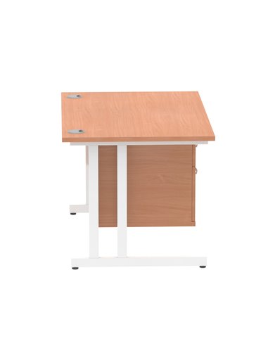 Dynamic Impulse 1200 x 800mm Straight Office Desk Beech Top Cantilever 1 x 2 Drawer Fixed Pedestal MI001692