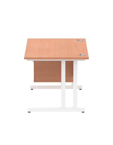 Dynamic Impulse 1200 x 800mm Straight Office Desk Beech Top Cantilever 1 x 2 Drawer Fixed Pedestal MI001692