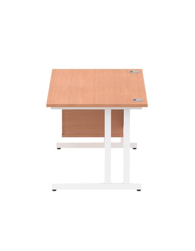 Dynamic Impulse 1400 x 800mm Straight Office Desk Beech Top Cantilever 1 x 2 Drawer Fixed Pedestal MI001693