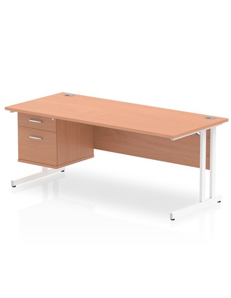 Dynamic Impulse 1800 x 800mm Straight Office Desk Beech Top Cantilever 1 x 2 Drawer Fixed Pedestal MI001695 - pic 74111 | FastDaddyshop