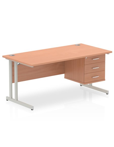 Dynamic Impulse 1600 x 800mm Straight Office Desk Beech Top Cantilever 1 x 3 Drawer Fixed Pedestal MI001698 - pic 74118 | FastDaddyshop