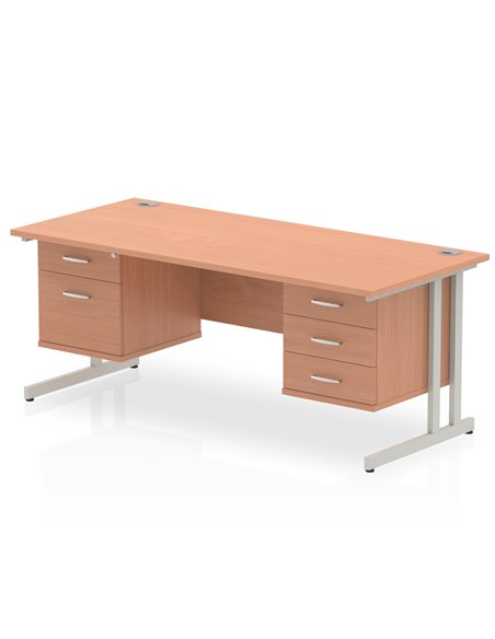 Dynamic Impulse 1600 x 800mm Straight Office Desk Beech Top Cantilever 1 x 2 Drawer 1 x 3 Drawer Fixed Pedestal MI001722 - pic 74137 | FastDaddyshop