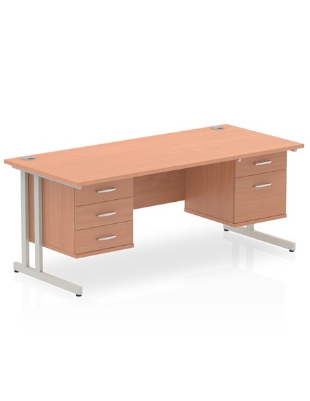 Dynamic Impulse 1600 x 800mm Straight Office Desk Beech Top Cantilever 1 x 2 Drawer 1 x 3 Drawer Fixed Pedestal MI001722 - pic 74138 | FastDaddyshop