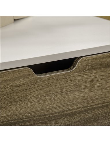 HOMCOM Coffee Table, Modern Tea Table with Tempered Glass Shelves, and Two Drawers, Coffee Tables for Living Room, Bed Room, Whi