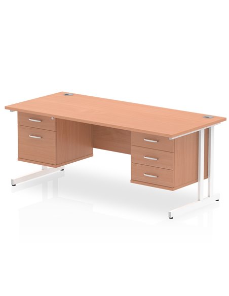 Dynamic Impulse 1800 x 800mm Straight Office Desk Beech Top Cantilever 1 x 2 Drawer 1 x 3 Drawer Fixed Pedestal MI001727 - pic 74142 | FastDaddyshop