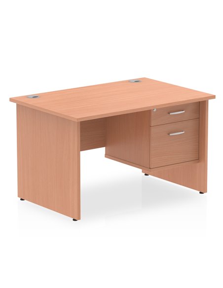 Dynamic Impulse 1200 x 800mm Straight Office Desk Beech Top Panel End 1 x 2 Drawer Fixed Pedestal MI001733 - pic 74145 | FastDaddyshop