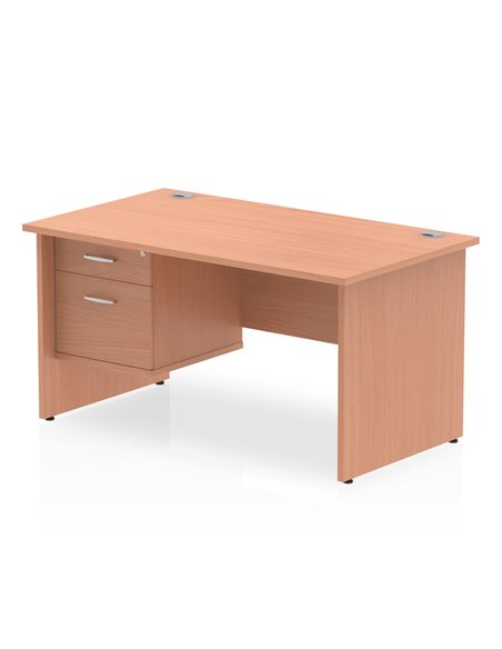 Dynamic Impulse 1400 x 800mm Straight Office Desk Beech Top Panel End 1 x 2 Drawer Fixed Pedestal MI001734 - pic 74146 | FastDaddyshop
