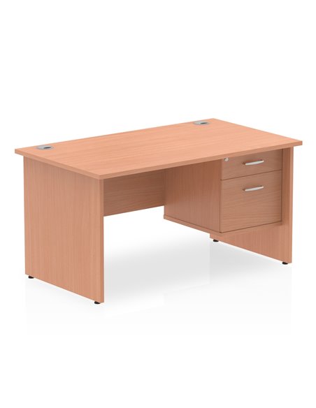 Dynamic Impulse 1400 x 800mm Straight Office Desk Beech Top Panel End 1 x 2 Drawer Fixed Pedestal MI001734 - pic 74147 | FastDaddyshop