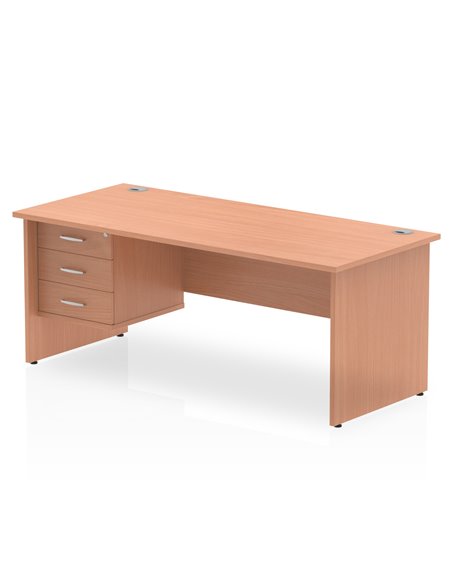 Dynamic Impulse 1800 x 800mm Straight Office Desk Beech Top Panel End 1 x 3 Drawer Fixed Pedestal MI001740 - pic 74158 | FastDaddyshop