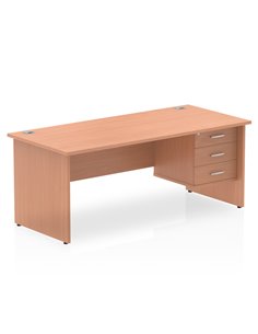 Dynamic Impulse 1800 x 800mm Straight Office Desk Beech Top Panel End 1 x 3 Drawer Fixed Pedestal MI001740 2