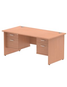 Dynamic Impulse 1600 x 800mm Straight Office Desk Beech Top Panel End 2 x 2 Drawer Fixed Pedestal MI001743