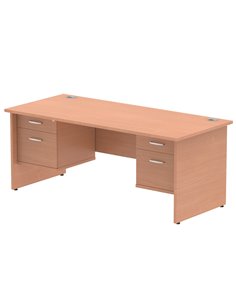 Dynamic Impulse 1800 x 800mm Straight Office Desk Beech Top Panel End 2 x 2 Drawer Fixed Pedestal MI001744