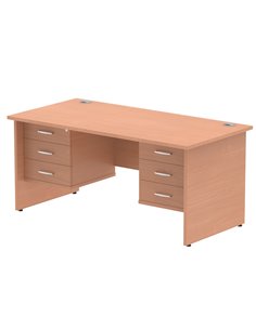 Dynamic Impulse 1600 x 800mm Straight Office Desk Beech Top Panel End 2 x 3 Drawer Fixed Pedestal MI001747
