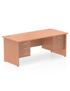 Dynamic Impulse 1600 x 800mm Straight Office Desk Beech Top Panel End 1 x 2 Drawer 1 x 3 Drawer Fixed Pedestal MI001751