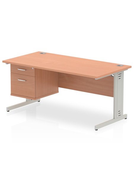 Dynamic Impulse 1600 x 800mm Straight Office Desk Beech Top Cable Managed 1 x 2 Drawer Fixed Pedestal MI001770 - pic 74171 | FastDaddyshop